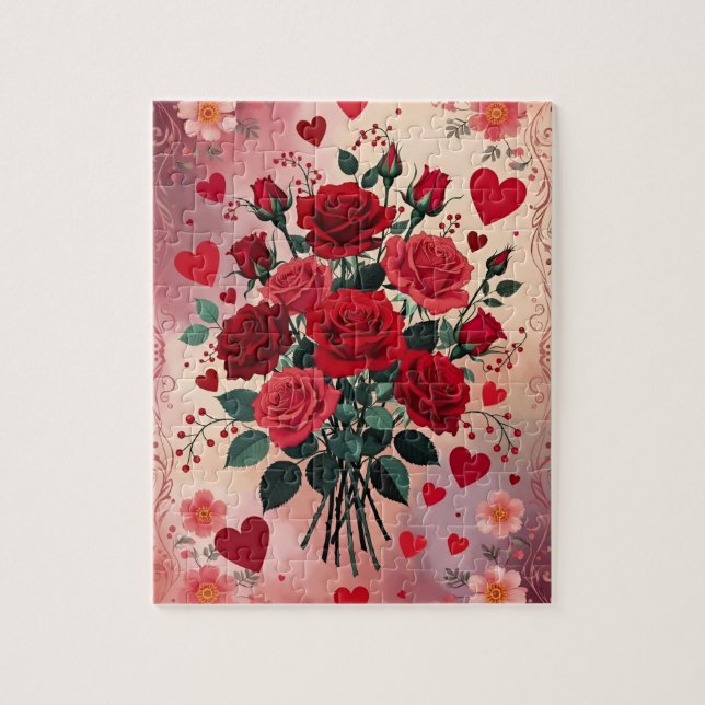 Puzzle Rosas rojas, día de San Valentín, (Vertical)