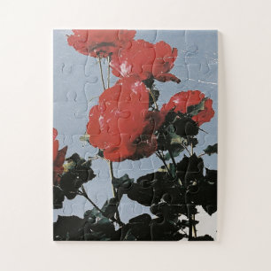 Puzzle Rosas Rojas Vintage Contra un Cielo Azul