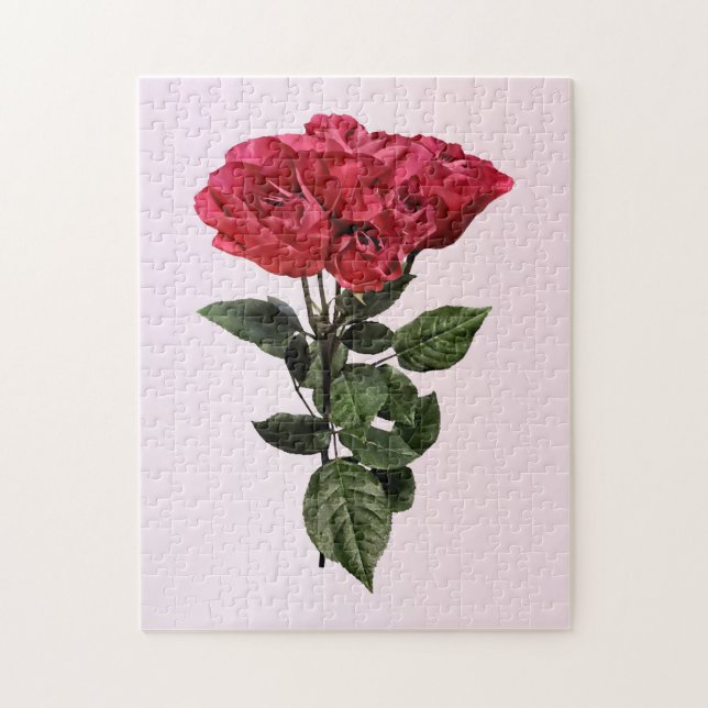 Puzzle Rosas rojas y hojas (Vertical)