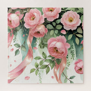 Puzzle Rosas rosadas y cintas