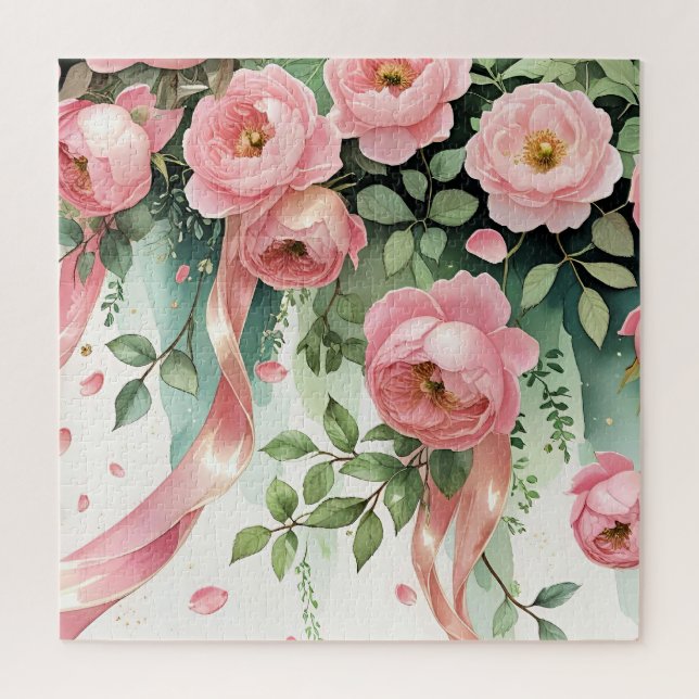 Puzzle Rosas rosadas y cintas (Vertical)