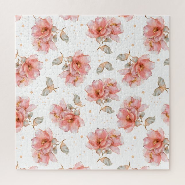 Puzzle Rosas rosadas y hojas (Vertical)