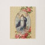 Puzzle Rosas rosados bendecidos de los ángeles de la<br><div class="desc">Imagen hermosa del Virgen María bendecido,  (la suposición de Maria con los ángeles) y rosas rosados por encima y por debajo de.</div>