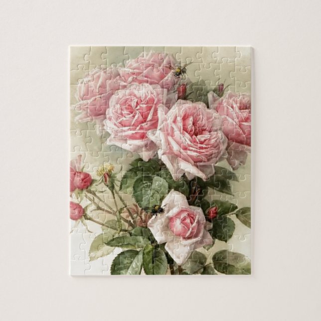 Puzzle Rosas rosados elegantes lamentables del Victorian (Vertical)
