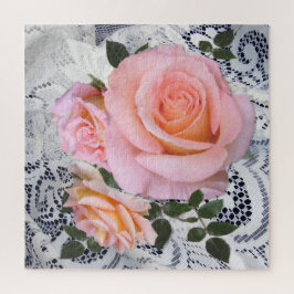 Puzzle Rosas rosas rosas en el fondo del encaje