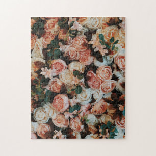 Puzzle Rosas rosas rosas y hojas verdes