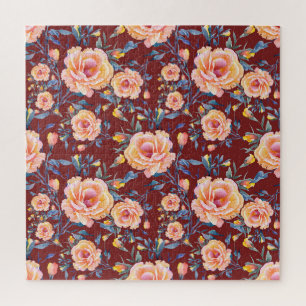 Puzzle Rosas, sin soldadura, patrón de fondo rojo