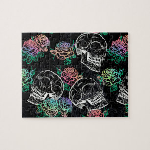 Puzzle Rosas Skulls y Ombre Glam Pastel Grunge gótico