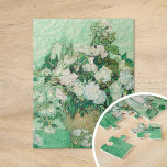 Puzzle Rosas | Vincent Van Gogh<br><div class="desc">Rosas (1890) del artista holandés post-impresionista Vincent Van Gogh. El trabajo original es una pintura al óleo sobre lienzo que representa una vida quieta de rosas blancas contra un fondo verde claro. Utilice las herramientas de diseño para agregar texto personalizado o personalizar la imagen.</div>