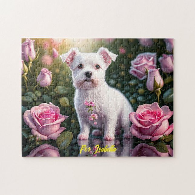Puzzle Rosas Y Colección De Perros Pequeños (Horizontal)