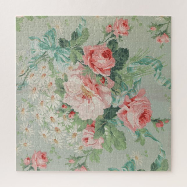 Puzzle rosas y Daisies de Tejidos Vintage británicos de 1 (Vertical)
