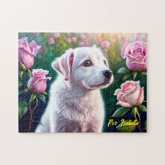Puzzle Rosas Y Hermosa Colección De Perros (Horizontal)