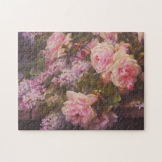 Puzzle Rosas y Lilacs en un Bella Artes de cemento (Horizontal)
