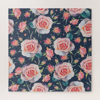 Puzzle Rosas y Rosebuds: Floral Seamless.