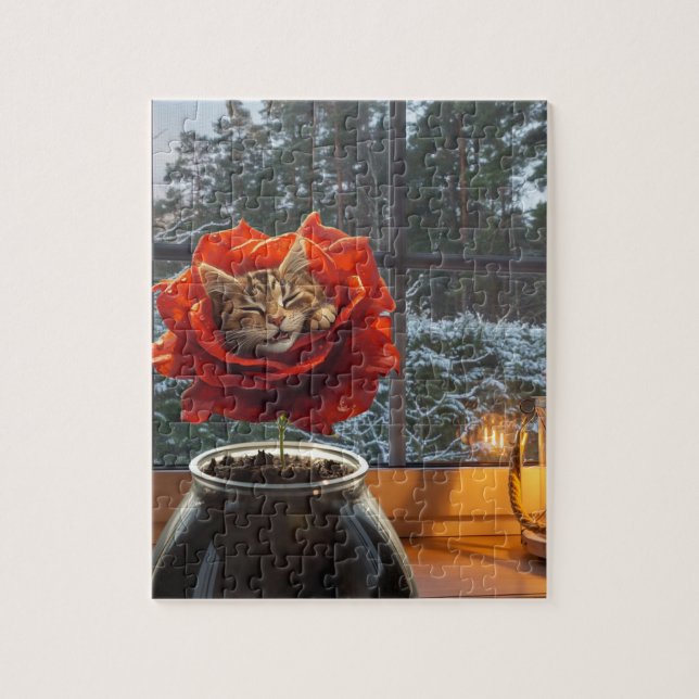 Puzzle Rose Cat Dream  (Vertical)