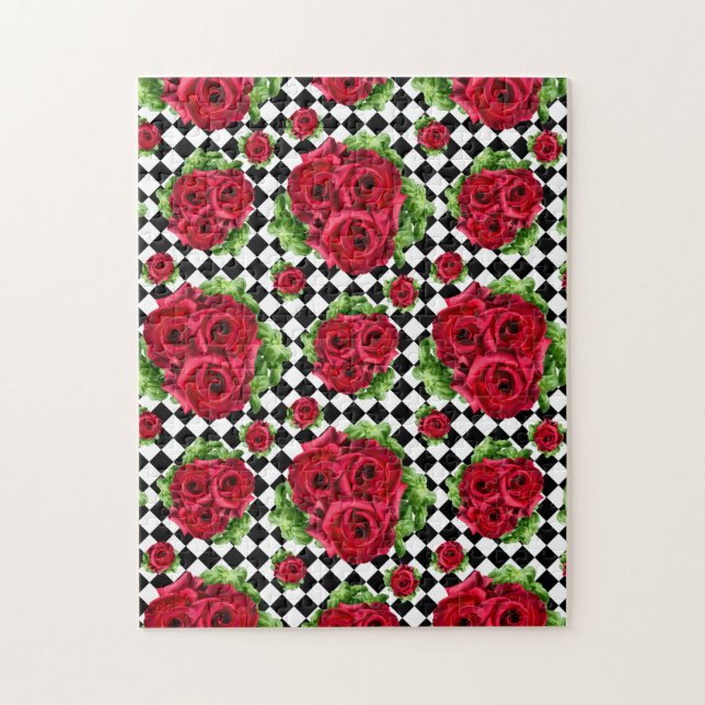 Puzzle Roses Rojas Bouquet Floral Amor Rockabilly (Vertical)