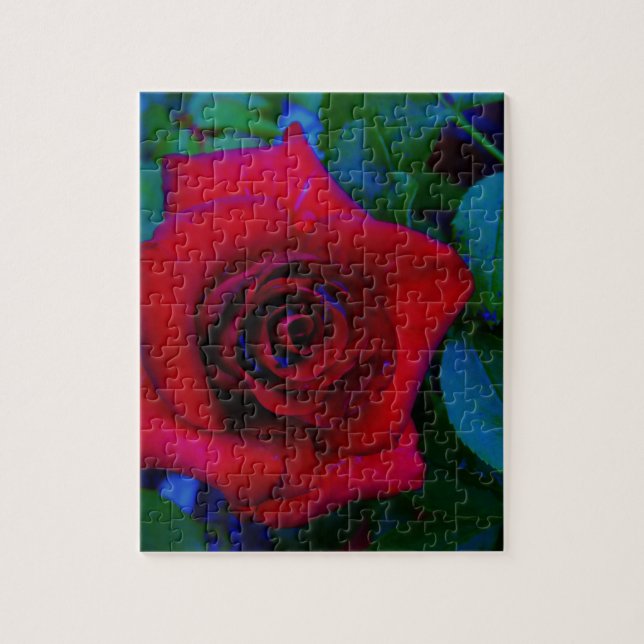 Puzzle Roses rojos con tonos azules (Vertical)
