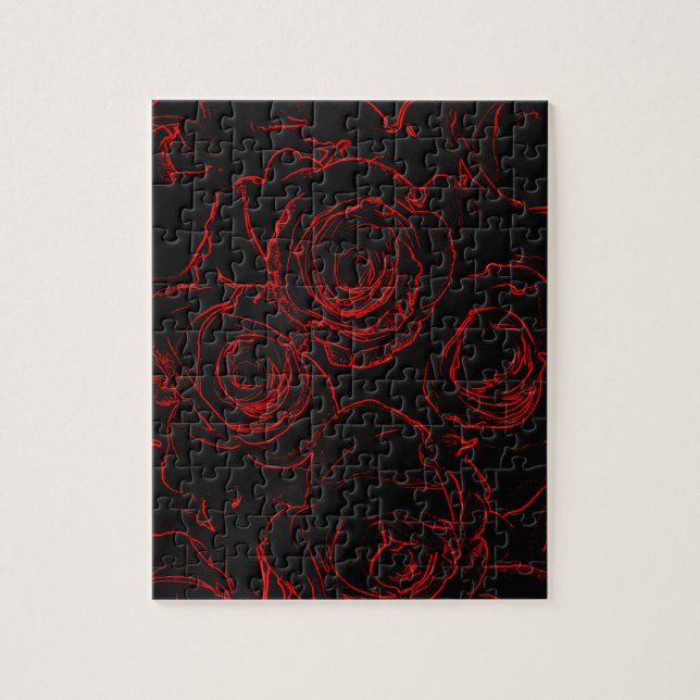 Puzzle Roses rojos fondo negro (Vertical)