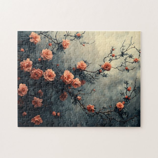 Puzzle Roses rosados Escalando Vine Moody (Horizontal)