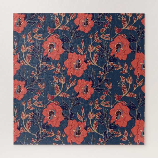 Puzzle Roses Roses Roses Peonies Fondo oscuro (Vertical)