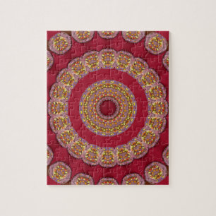 Puzzle Rosette dorado rojo amarillo Mandala