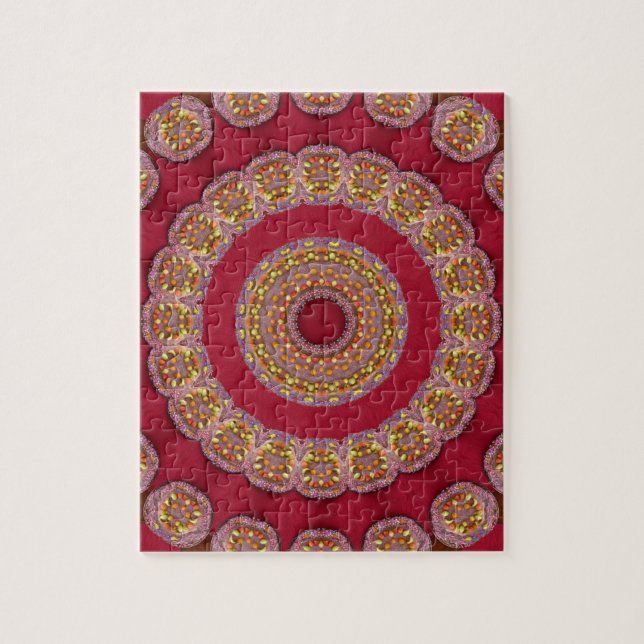 Puzzle Rosette dorado rojo amarillo Mandala (Vertical)