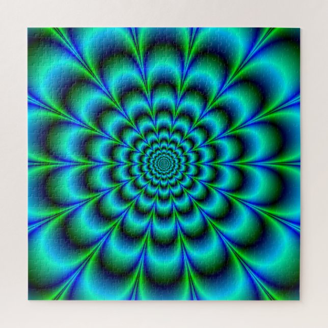 Puzzle Rosette en azul y verde turquesa (Vertical)