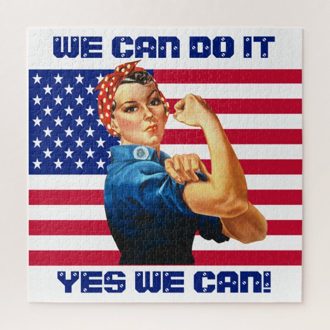 Puzzle Rosie the Riveter con el eslogan motivacional de l (Vertical)