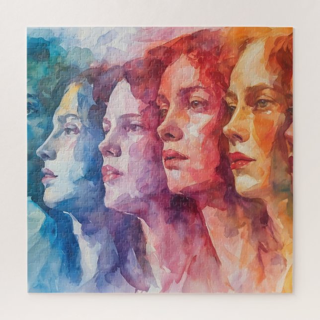 Puzzle Rostros de las mujeres - Pintura de acuarela (Vertical)
