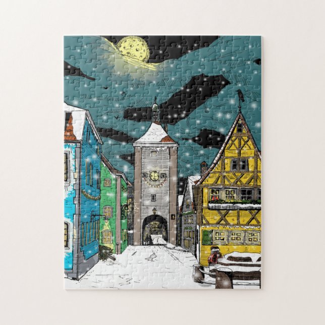 Puzzle Rothenburg ob der Tauber Germany en Navidades (Vertical)