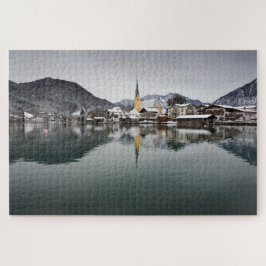 Puzzle Rottach-Egern en el Tegernsee, Baviera en invierno