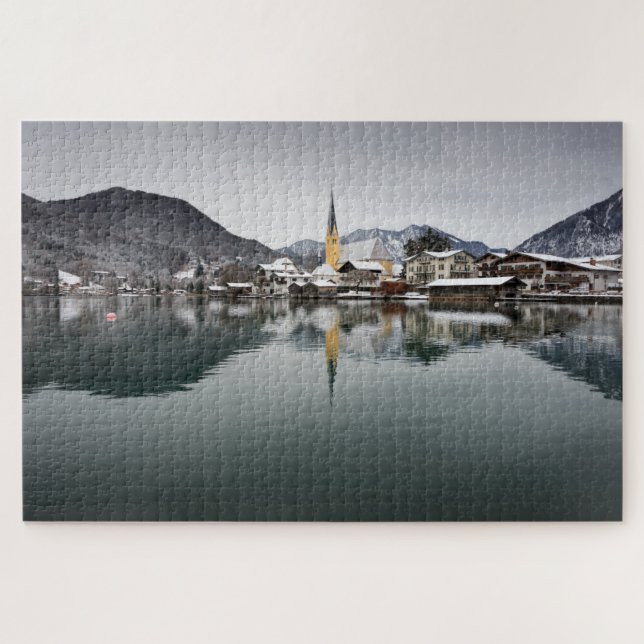 Puzzle Rottach-Egern en el Tegernsee, Baviera en invierno (Horizontal)