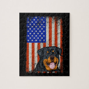 Puzzle Rottweiler Bandera Americana Rottweiler