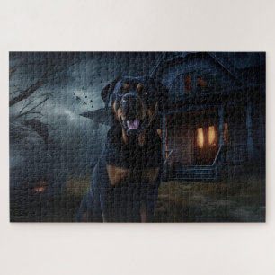 Puzzle Rottweiler de Halloween Espantoso