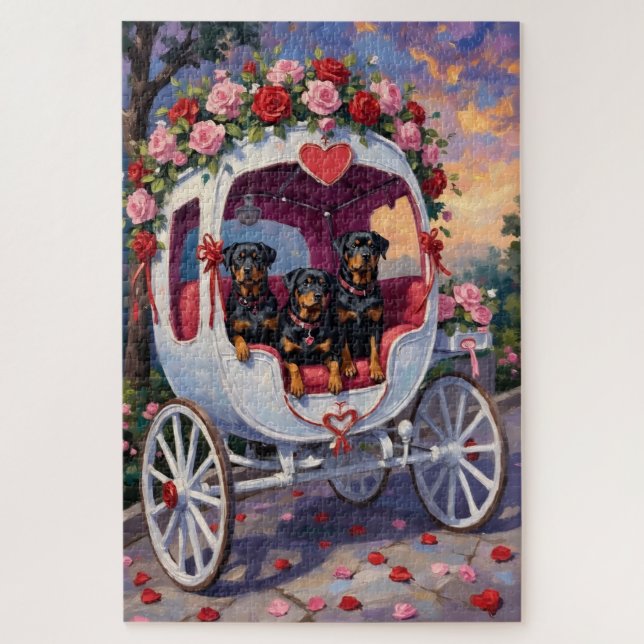 Puzzle Rottweiler Dog Valentine's Day (Vertical)