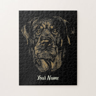 Puzzle Rottweiler Dog Vintage Portrait Rottie Diseño