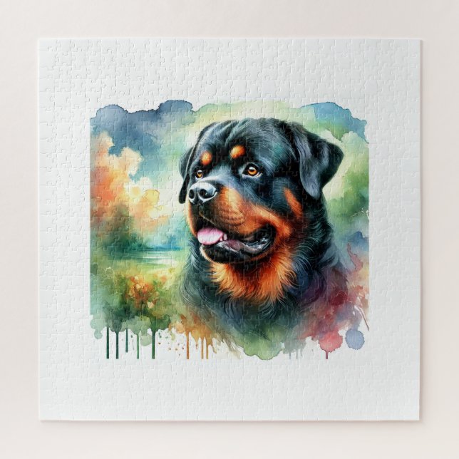 Puzzle Rottweiler in watercolor 241024AREF144 - Watercolo (Vertical)