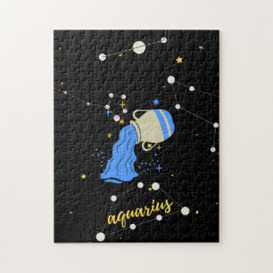 Puzzle Rótulo acuario zodiaco en el espacio