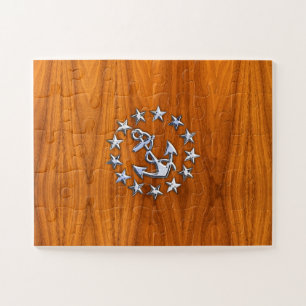 Puzzle Rótulo con bandera náutica en la impresión de made