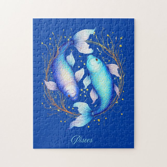 Puzzle Rótulo Pisces Zodiac, Dos Gracets Koi Fish (Vertical)