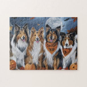 Puzzle Rough Collie Halloween Spooky