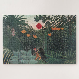 Puzzle Rousseau - Paisaje Tropical, Indio y Gorila