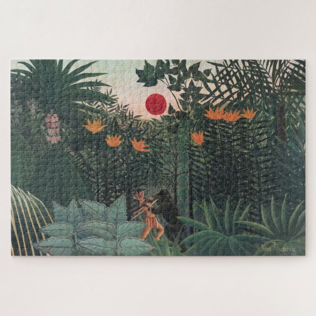 Puzzle Rousseau - Paisaje Tropical, Indio y Gorila (Horizontal)