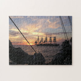 Puzzle Royal Clipper Silueteado Contra La Puesta De Sol