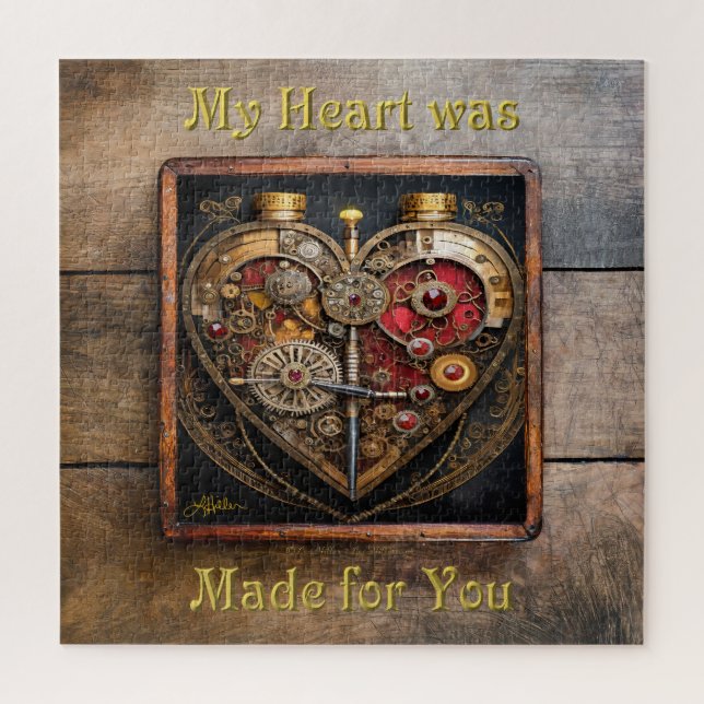 Puzzle Rubíes y Engranajes Steampunk Corazón Oscuro  (Vertical)