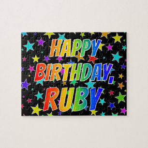 Puzzle "RUBY" Nombre, Diversión "FELIZ CUMPLEAÑOS"