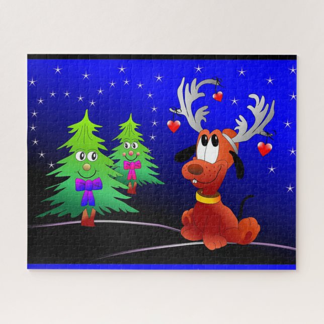 Puzzle Rudolph y árboles de Navidad (Horizontal)