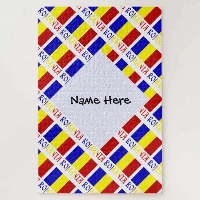 Puzzle Rumania Bandera rumana titulada Personalización ne (Vertical)