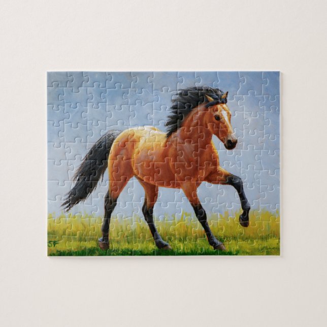 Puzzle Running Wild Buckskin Horse (Horizontal)