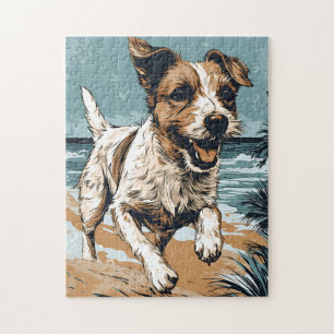 Puzzle Russel-terrier en la playa